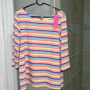 Lilly Pulitzer Waverly Top Multi Island Stripe 3/4 Shirt Size XL new with tag
